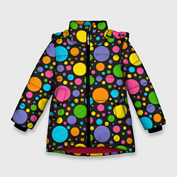 Куртка зимняя для девочки Радужный горошек, цвет: 3D-красный