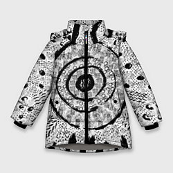 Куртка зимняя для девочки Наскальные узоры, цвет: 3D-светло-серый