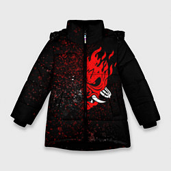 Куртка зимняя для девочки SAMURAI CYBERPUNK 2077 КИБЕРПАНК 2077 БРЫЗГИ, цвет: 3D-черный