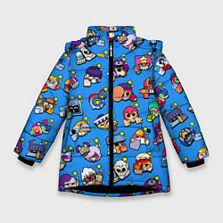 Зимняя куртка для девочки Особые редкие значки Бравл Пины синий фон Brawl St
