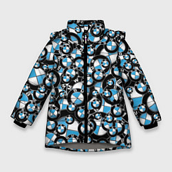 Куртка зимняя для девочки BMW PATTERN LOGO, цвет: 3D-светло-серый
