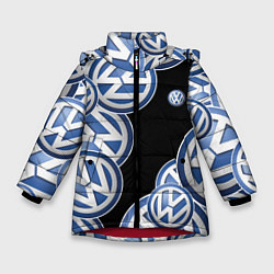 Куртка зимняя для девочки Volkswagen logo Pattern, цвет: 3D-красный