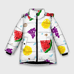Зимняя куртка для девочки Пиксельные фрукты