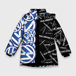 Куртка зимняя для девочки Volkswagen Scirocco Half Pattern, цвет: 3D-черный