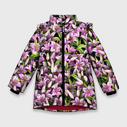 Куртка зимняя для девочки Лилии цветут, цвет: 3D-красный