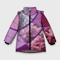 Куртка зимняя для девочки Весна Полосатый принт Сирень, цвет: 3D-светло-серый