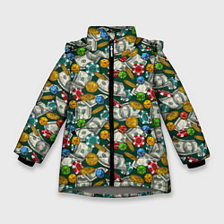 Куртка зимняя для девочки Казино - Casino, цвет: 3D-светло-серый