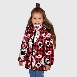 Куртка зимняя для девочки Карты масти, цвет: 3D-красный — фото 2