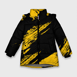 Куртка зимняя для девочки BLACK AND YELLOW GRUNGE ГРАНЖ, цвет: 3D-светло-серый