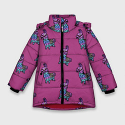 Куртка зимняя для девочки Фортнайт лама Fortnite lama, цвет: 3D-красный
