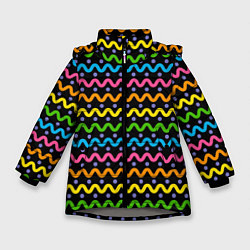 Зимняя куртка для девочки Разноцветные волнистые линии