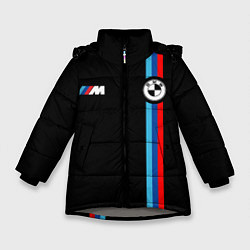 Куртка зимняя для девочки БМВ 3 STRIPE BMW, цвет: 3D-светло-серый