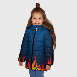 Куртка зимняя для девочки Пламя огня синий фон, цвет: 3D-черный — фото 2