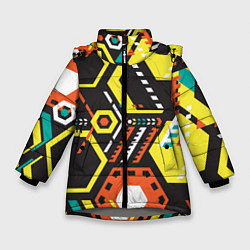 Куртка зимняя для девочки Schematic abstraction, цвет: 3D-светло-серый