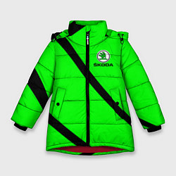 Куртка зимняя для девочки SKODA Логотип, цвет: 3D-красный