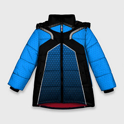 Куртка зимняя для девочки ТЕХНОЛОГИЧЕСКАЯ БРОНЯ СИНЯЯ, цвет: 3D-красный
