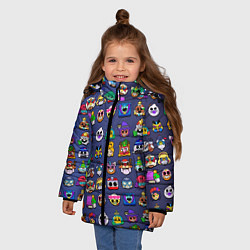 Куртка зимняя для девочки Значки на скины Бравл Старс Brawl Синий градиент П, цвет: 3D-красный — фото 2