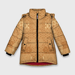 Куртка зимняя для девочки Геометрический узор абстрактный ритм, цвет: 3D-красный
