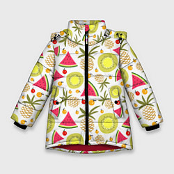 Куртка зимняя для девочки Летние вкусности, цвет: 3D-красный