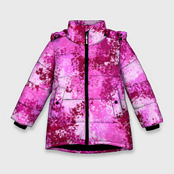 Куртка зимняя для девочки Спортивный камуфляж Пикси - Питахайя, цвет: 3D-черный