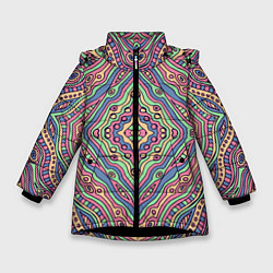 Зимняя куртка для девочки Разноцветный узор Калейдоскоп Абстракция