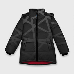 Куртка зимняя для девочки ГЕОМЕТРИЧЕСКИЙ ПАТТЕРН ЧЕРНЫЙ, цвет: 3D-красный