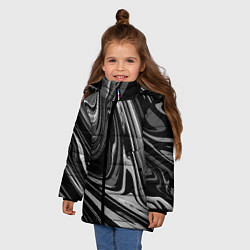 Куртка зимняя для девочки Черно-белый мрамор, цвет: 3D-красный — фото 2