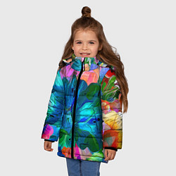 Куртка зимняя для девочки Красочный цветочный паттерн, цвет: 3D-светло-серый — фото 2