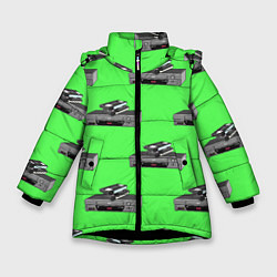 Куртка зимняя для девочки ВИНТАЖНЫЕ ВИДЕОМАГНИТОФОНЫ, цвет: 3D-черный