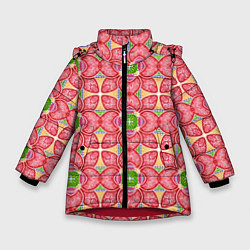 Куртка зимняя для девочки Калейдоскоп 3D, цвет: 3D-красный