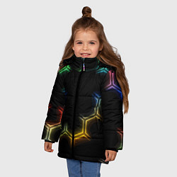 Куртка зимняя для девочки Геометрический узор Neon, цвет: 3D-красный — фото 2