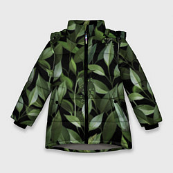 Куртка зимняя для девочки Цветы Стена Из Листьев, цвет: 3D-светло-серый