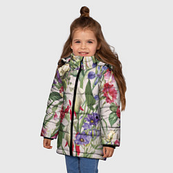 Куртка зимняя для девочки Цветы Распускающиеся, цвет: 3D-красный — фото 2