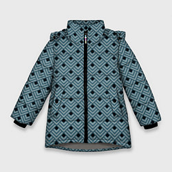 Куртка зимняя для девочки Абстракция из разноцветных квадратов, цвет: 3D-светло-серый
