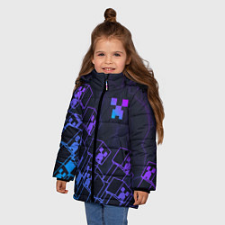 Куртка зимняя для девочки Minecraft CREEPER NEON, цвет: 3D-светло-серый — фото 2