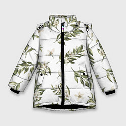 Куртка зимняя для девочки Цветы Цитрусовых, цвет: 3D-черный