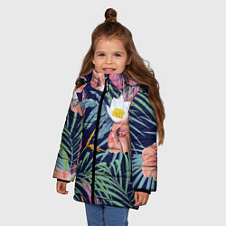 Куртка зимняя для девочки Цветы Гибискусы, цвет: 3D-красный — фото 2