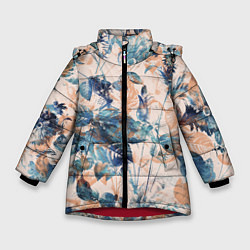 Куртка зимняя для девочки Цветы Воздушный Букет, цвет: 3D-красный