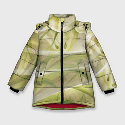 Куртка зимняя для девочки Абстрактные ирисы, цвет: 3D-красный