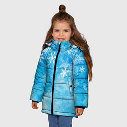 Куртка зимняя для девочки Новогодние снежинки, цвет: 3D-красный — фото 2
