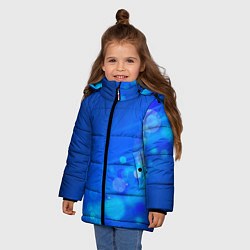 Куртка зимняя для девочки Блики на синем фоне, цвет: 3D-красный — фото 2
