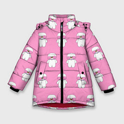 Куртка зимняя для девочки ЛАЛАФАНФАН на розовом фоне, цвет: 3D-красный