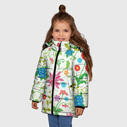 Куртка зимняя для девочки Поле полевых цветов, цвет: 3D-светло-серый — фото 2