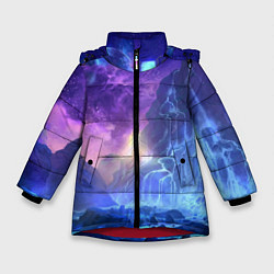 Куртка зимняя для девочки Фантастический пейзаж Водопад Неон, цвет: 3D-красный