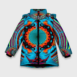 Куртка зимняя для девочки АБСТРАКТНЫЙ УЗОР ИЛЛЮЗИЯ, цвет: 3D-черный