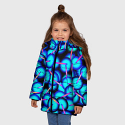 Куртка зимняя для девочки ТЕКСТУРА ШАРОВ, цвет: 3D-черный — фото 2