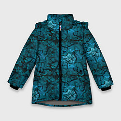 Куртка зимняя для девочки Бирюзовые бабочки, цвет: 3D-светло-серый