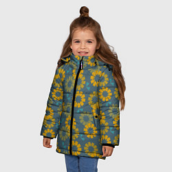 Куртка зимняя для девочки Абстрактные подсолнухи, цвет: 3D-красный — фото 2