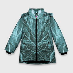 Зимняя куртка для девочки Абстрактная геометрическая графика ,цвет морской в