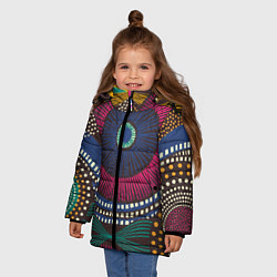 Куртка зимняя для девочки Африка Орнамент, цвет: 3D-черный — фото 2
